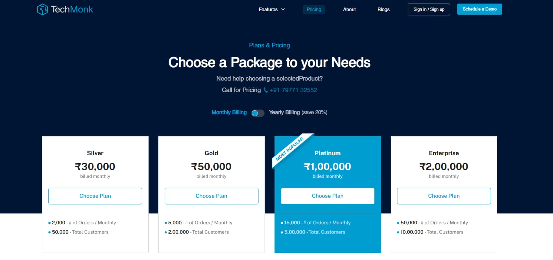 TechMonk Pricing