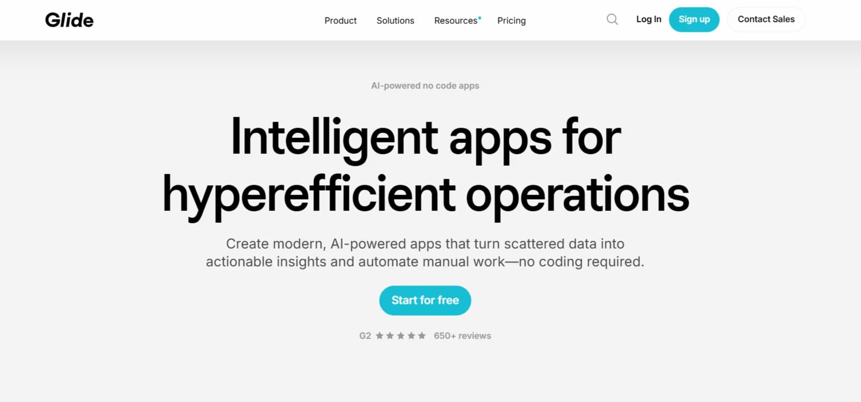 Glide AI homepage
