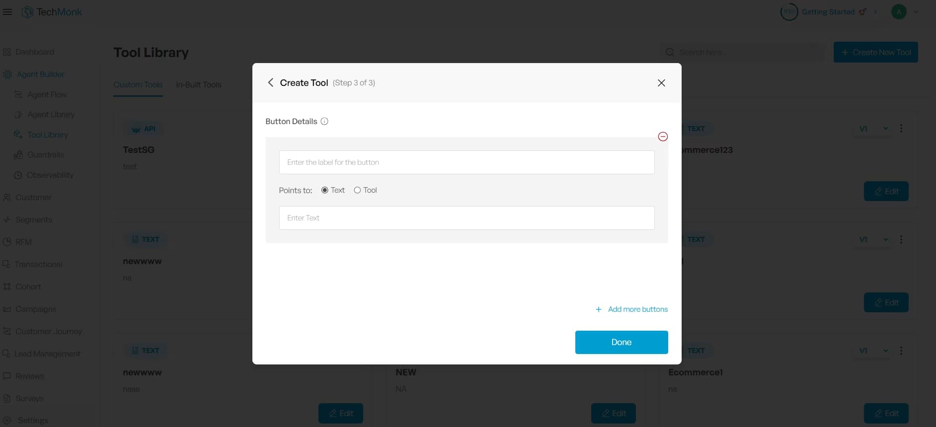 Enter custom code to build tools