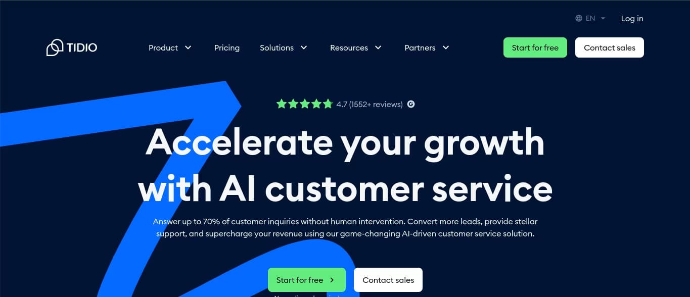 Tidio homepage